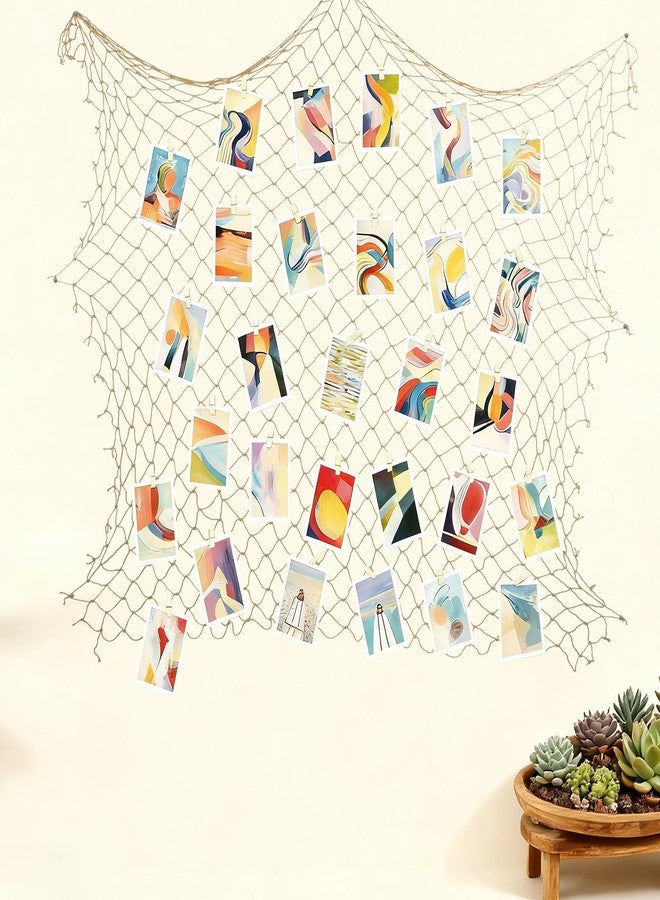 ZUEXT Caramel Decorative Fishing Net 80x40 Inch, Large Picture Fish Net, Wall Photo Hanging Fishnet for Nautical Mermaid Pirate Ocean Themed Hawaii Beach Under the Sea Party Decorations - Image 5