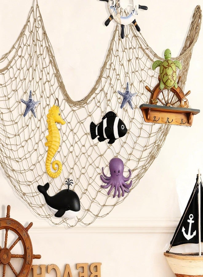 ZUEXT Caramel Decorative Fishing Net 80x40 Inch, Large Picture Fish Net, Wall Photo Hanging Fishnet for Nautical Mermaid Pirate Ocean Themed Hawaii Beach Under the Sea Party Decorations - Image 3