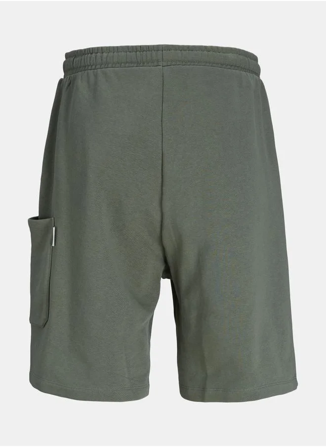 JACK & JONES Solid Sweat Shorts with Patch Pocket
