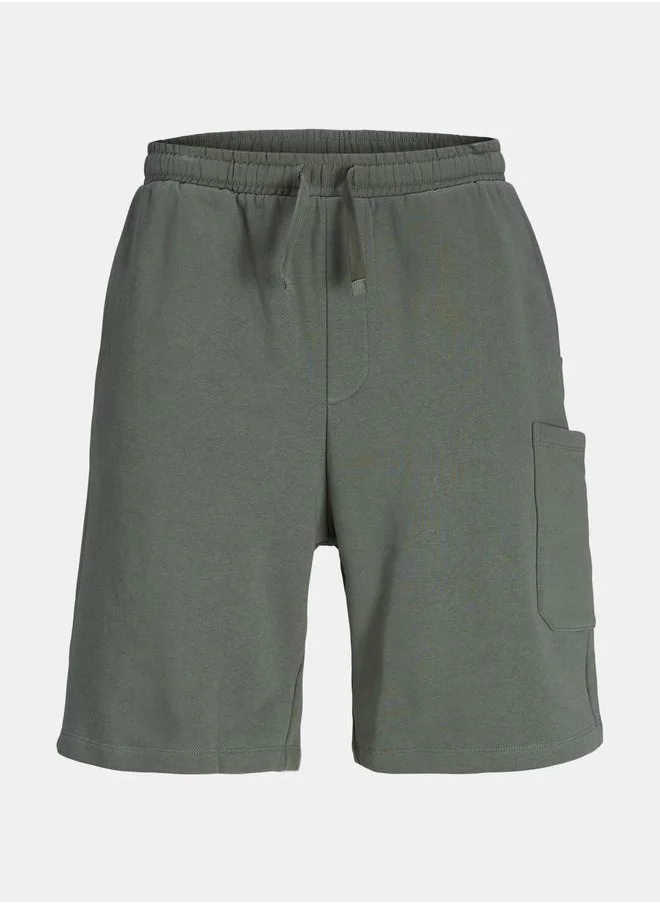JACK & JONES Solid Sweat Shorts with Patch Pocket