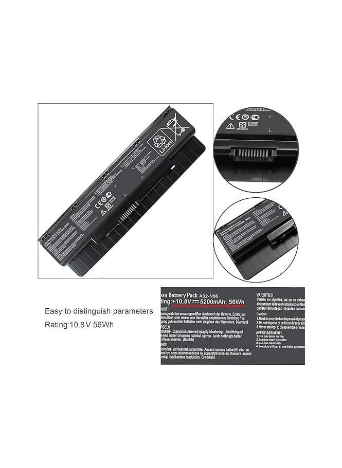 A32 N56 Battery Compatible with ASUS N46 N46V N46VM N46VZ N56 N56D N56V N56J N56JK N56JN N56JR N56VB N56VJ N56VM N56VZ N56DP N76V N76VJ N76VM N76VZ A31 N56 A32 N46 A33 N56