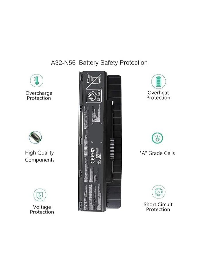 A32 N56 Battery Compatible with ASUS N46 N46V N46VM N46VZ N56 N56D N56V N56J N56JK N56JN N56JR N56VB N56VJ N56VM N56VZ N56DP N76V N76VJ N76VM N76VZ A31 N56 A32 N46 A33 N56
