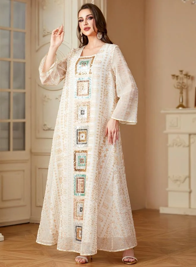 تايك تو جلابية مزينة بقطع ترتر وبنقوش