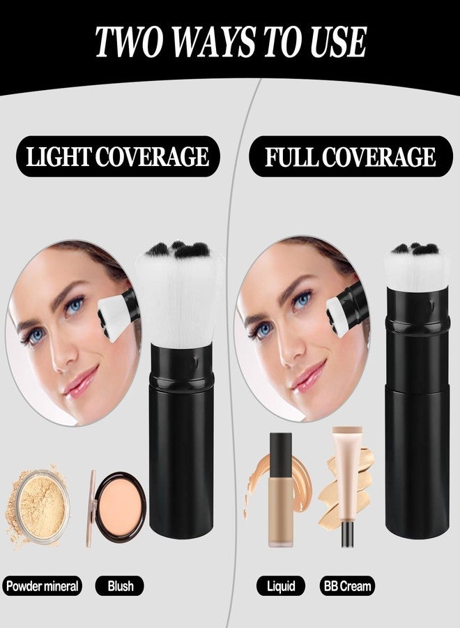 Keriloo Retractable Airbrush Kabuki Brush, Travel Powder Foundation Professional Makeup Brushes with Aluminum Handle for Blending Liquid, Blush, Bronzer, Cream, Sunscreen,Flawless Cosmetics - Image 3