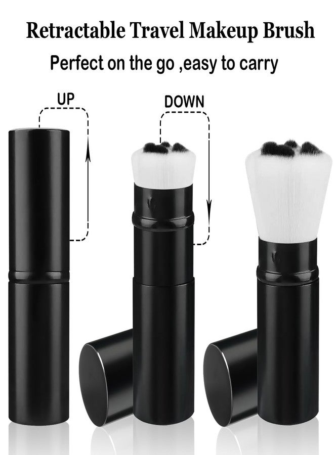 Keriloo Retractable Airbrush Kabuki Brush, Travel Powder Foundation Professional Makeup Brushes with Aluminum Handle for Blending Liquid, Blush, Bronzer, Cream, Sunscreen,Flawless Cosmetics - Image 2