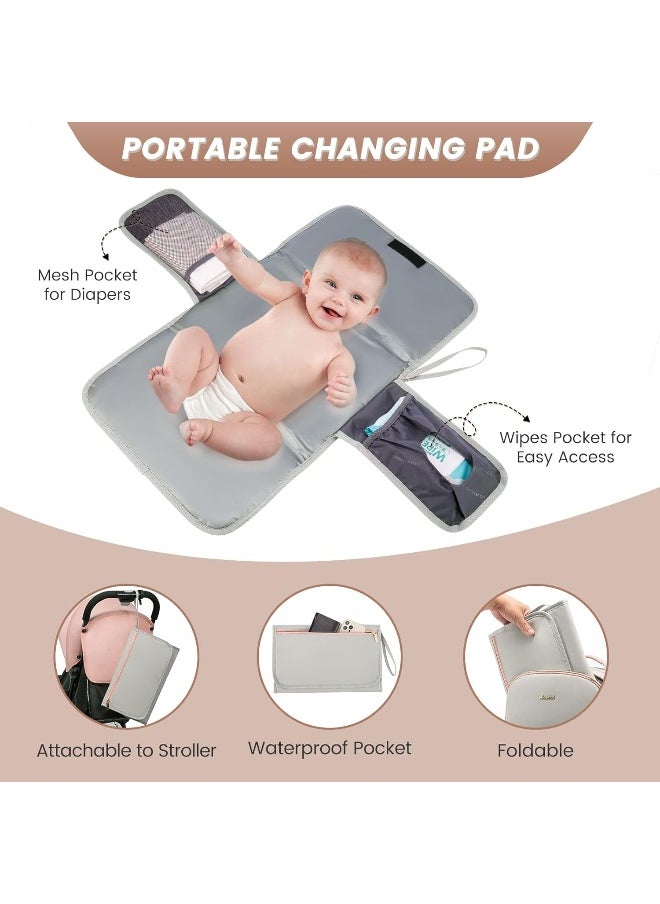 Lovevook LOVEVOOK Diaper Bag Backpack, Quilted Baby Bag with Changing Pad & Pacifier Holder, Waterproof Travel Diaper Bags for Baby Boys Girls, Stylish and Large Capacity, Light Grey  - Image 4