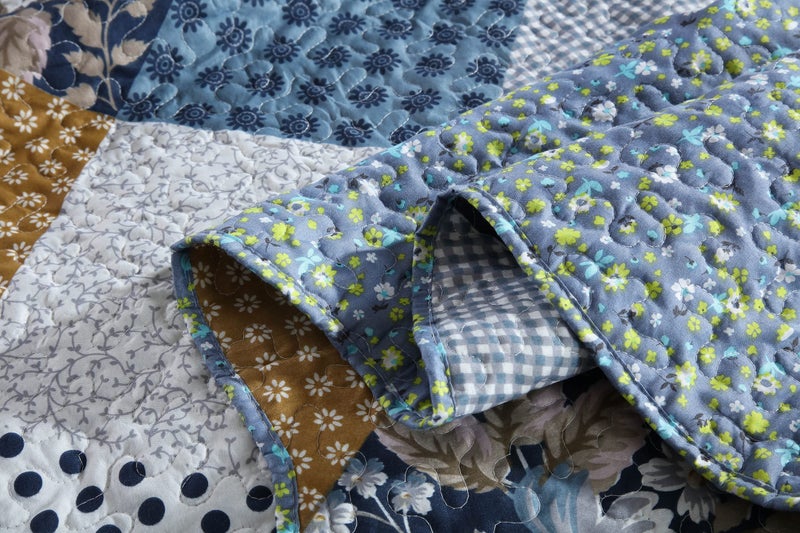 Travan 3-Piece King Bedspread Quilt Sets Patchwork Floral Oversized Reversible Soft Quilted Bedding Coverlet Set for All Seasons, King Size - Image 4