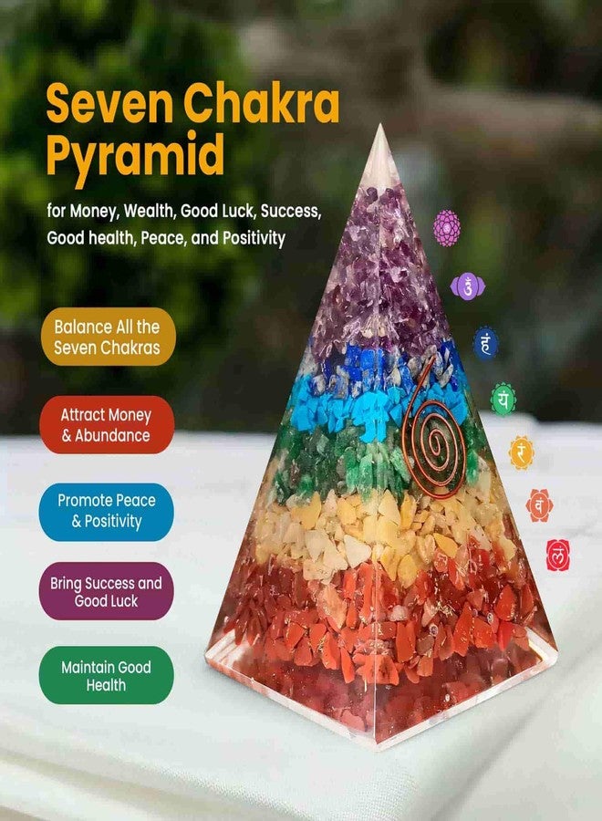 SOLAVA Original 7 Chakra Pyramid-Seven Chakra Crystal Pyramid Vastu For Home Office For Money, Health, Good Luck, Vastu Correction, Prosperity, Positivity And Chakra Healing-4 Inch - Image 2