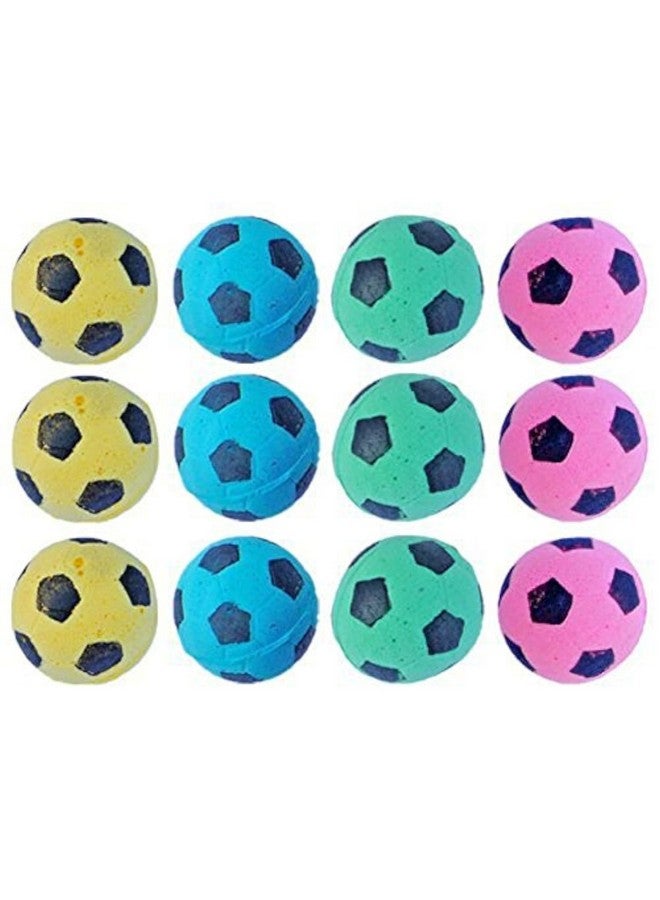 PETFAVORITES PETFAVORITES Cat Toy, Foam Sponge Soccer Ball (12 Pack), Interactive Pet Kitten Cat Exercise Toy Balls, Soft, Bouncy, Noise Free, Indoor, Pink, Yellow, Blue, Green  - Image 1
