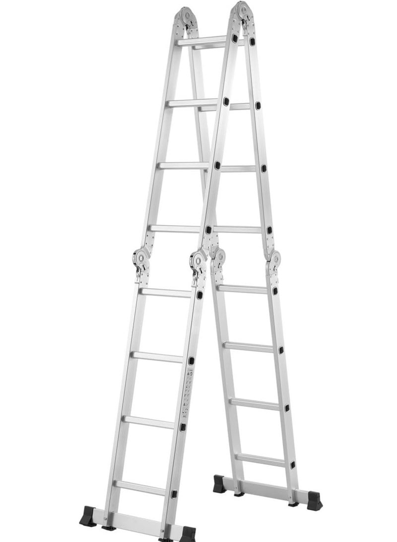 Egardenkart Egardenkart Multi-Purpose Foldable Ladder - 4x4, 16 Steps | Aluminum Folding Ladder for Home, Work, and Outdoor Use | Portable and Adjustable Ladder Foldable with Grip (4x4-4.7mtrs, Silver)  - Image 2