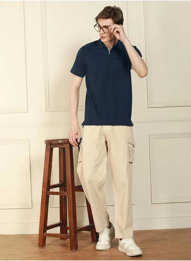 Dennis Lingo Solid Zip Closer Polo Shirt by Styli