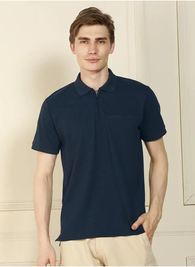 Dennis Lingo Solid Zip Closer Polo Shirt by Styli