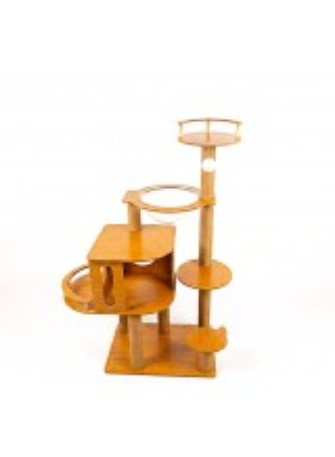 GOLDEN CAT Goldencat Tall Cat Scratching Tree 60x40x135 cm Natural Multi-Level Cat Tower with Sisal Scratching Posts, Condo & Acrylic Space Capsule Bed – Indoor Cat Furniture for Climbing, Scratching & Resting - Image 1