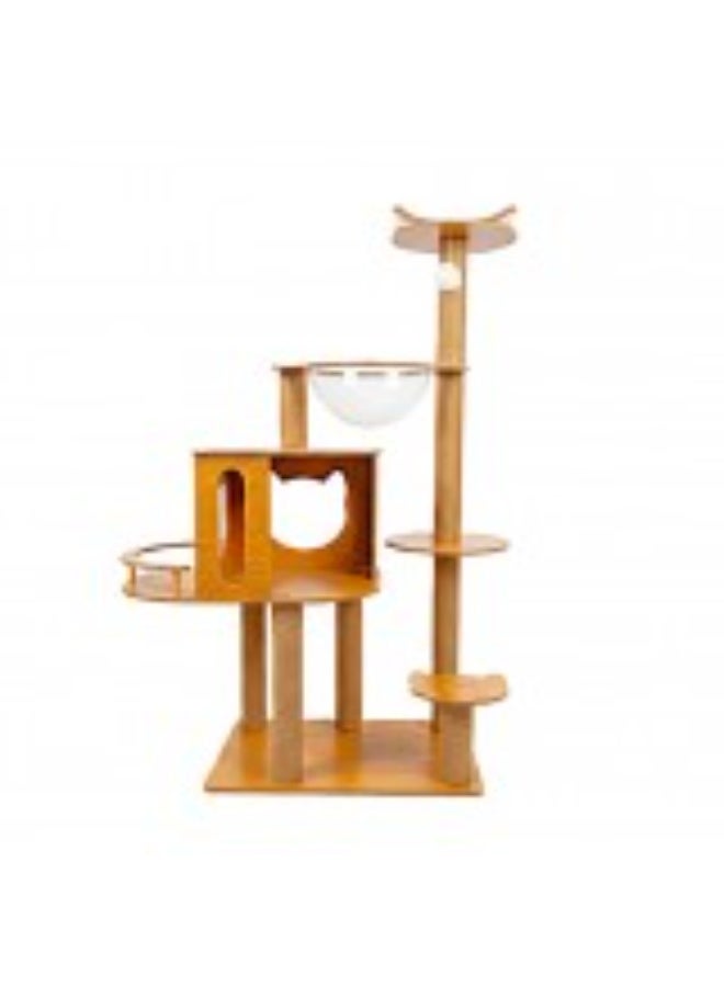 GOLDEN CAT Goldencat Tall Cat Scratching Tree 60x40x135 cm Natural Multi-Level Cat Tower with Sisal Scratching Posts, Condo & Acrylic Space Capsule Bed – Indoor Cat Furniture for Climbing, Scratching & Resting - Image 4