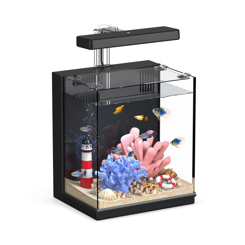 AQUASMITH Beta Fish Tank, 2 Gallon Betta Fish Aquariums with Filter & Light, for Men, Fish Tanks for Kids & Starter, Black - Image 1