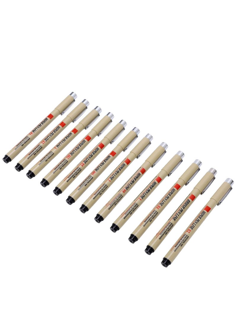 SYOSI - Micro Line Pens Set, 12Pcs Different Sizes Felt Tip Waterproof Archival Ink Pen Fineliner for Sketching Anime Artist Illustration Product Architectural Design - Image 1