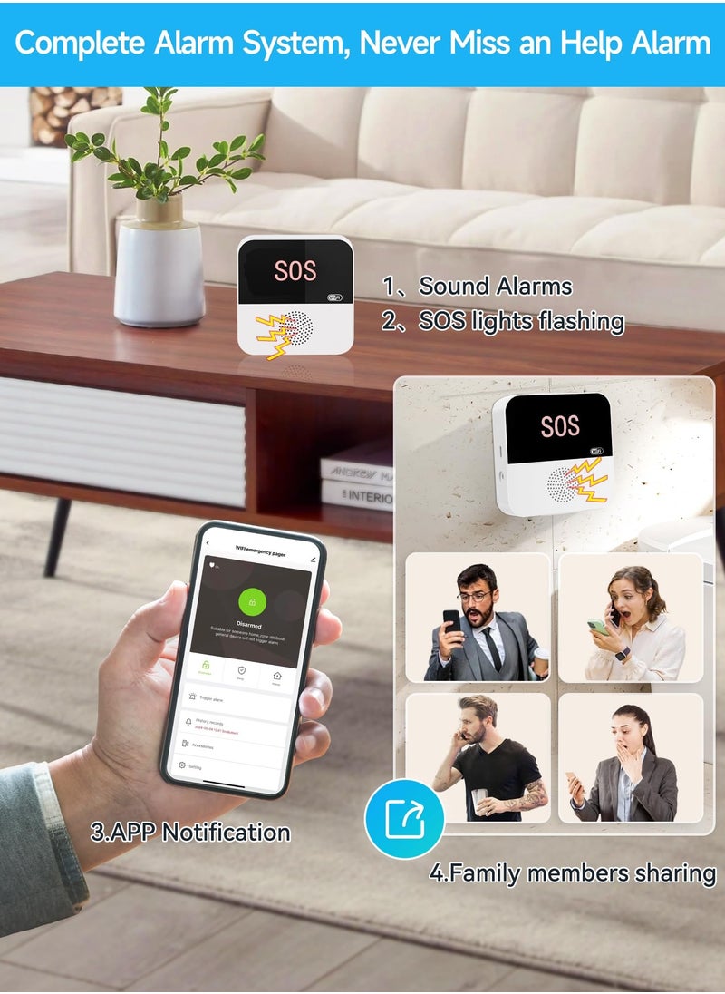 XiuWoo - 3 Pack Wireless Caregiver Call Button for Elderly at Home, WIFI Panic Button, Help Button, Alarm for Senior Citizens w Sound Light Alarm, App Alert, Emergency Response Button - Image 1