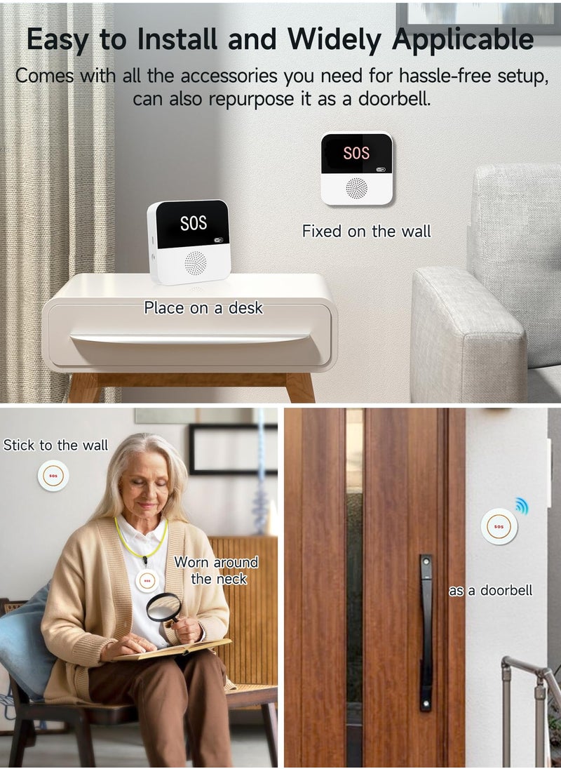 XiuWoo - 3 Pack Wireless Caregiver Call Button for Elderly at Home, WIFI Panic Button, Help Button, Alarm for Senior Citizens w Sound Light Alarm, App Alert, Emergency Response Button - Image 1