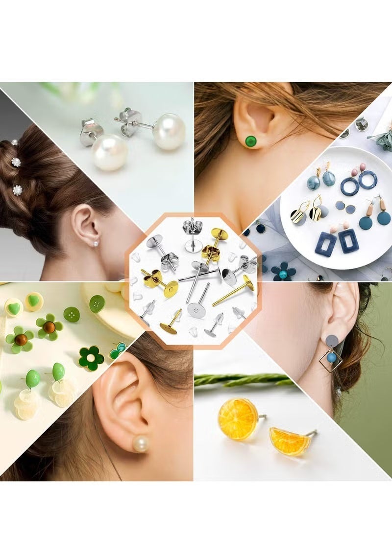 Excefore Earring Posts and Backs, 2000Pcs Earring Studs, with Stainless Steel Earring Posts and Earring Backs for Studs, for Leather Stud, Pearl Jewelry Making - Image 4