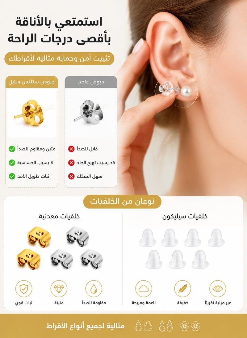 Excefore Stainless Steel Earring Posts and Backs 2000 PCS Earring Findings Jewelry Making Supplies Stud Earrings DIY Craft Kit Hypoallergenic Bulk Pack - Image 3