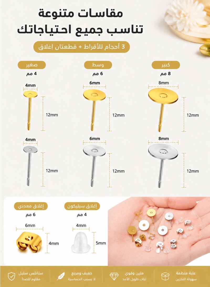Excefore Stainless Steel Earring Posts and Backs 2000 PCS Earring Findings Jewelry Making Supplies Stud Earrings DIY Craft Kit Hypoallergenic Bulk Pack - Image 4