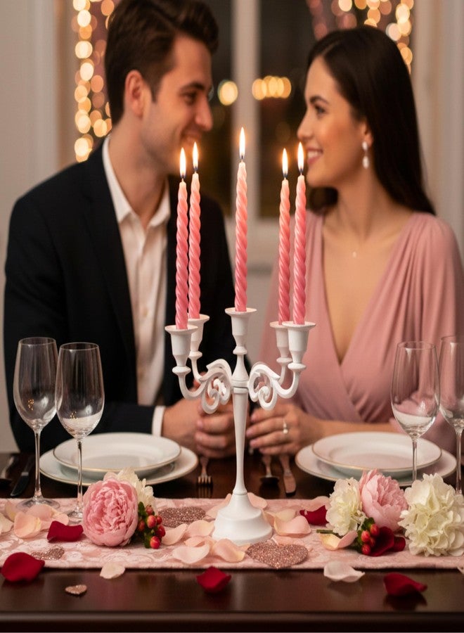 Rely+ 5 Arm Candelabra 10 Inch Tall White Taper Candle Holders for Dining Table Centerpiece Candlesticks Holder for Christmas Decorations Home Decor Mantal Wedding Parties Fit 3/4 Inch Thick Candles - Image 5
