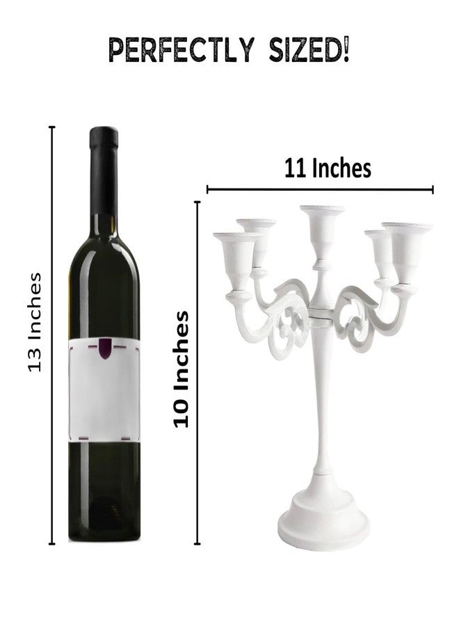 Rely+ 5 Arm Candelabra 10 Inch Tall White Taper Candle Holders for Dining Table Centerpiece Candlesticks Holder for Christmas Decorations Home Decor Mantal Wedding Parties Fit 3/4 Inch Thick Candles - Image 3