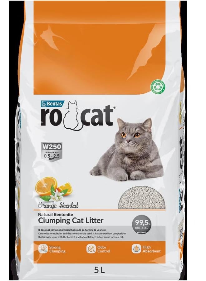 فضلات القطط بي اند كيه رو من مادة البنتونيت الطبيعية برائحة البرتقال 5 لتر - Image 1