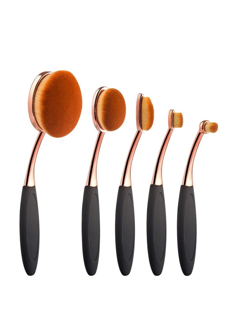 Excefore 5 Pcs Makeup Brushes, Oval Foundation Brush,Toothbrush Makeup Brushes, Fashionable Super Soft Cosmetic Brushes - Image 1