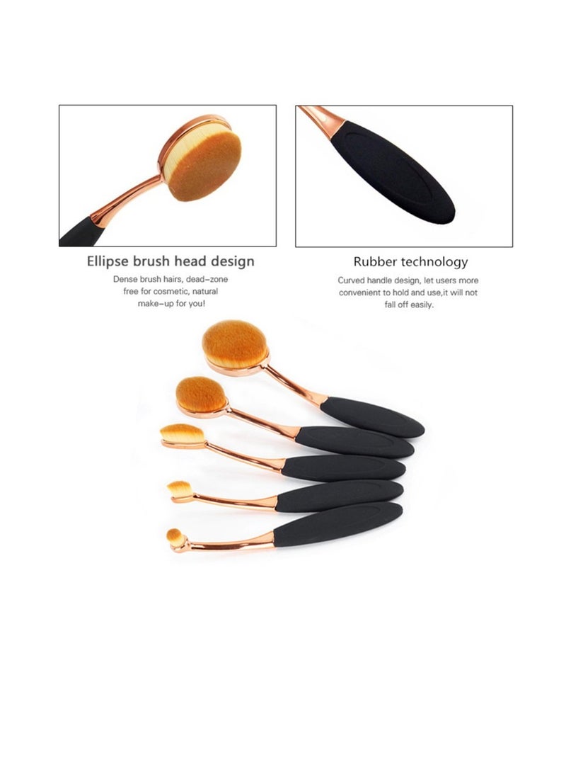 Excefore 5 Pcs Makeup Brushes, Oval Foundation Brush,Toothbrush Makeup Brushes, Fashionable Super Soft Cosmetic Brushes - Image 5