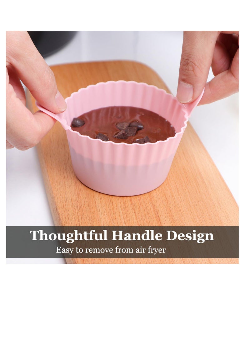 Excefore أطباق رمكين لقلاية هوائية، عبوة من 6 قوالب بيض لقلاية هوائية، علب مافن كبيرة للقلاية الهوائية، أدوات طهي بيض سيليكون، ملحقات قلاية هوائية، سوداء - Image 2