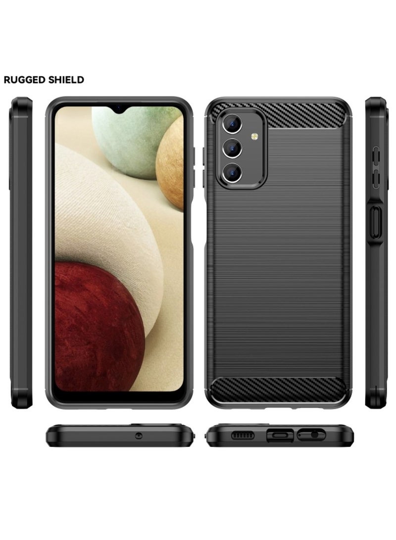 Samsung Galaxy A04s  Rugged Shield Protective Cover with Brushed Texture Carbon Fiber Pattern, Shockproof TPU, Anti-Slip, Ultra Thin, Shock Absorption - Black  - Image 2