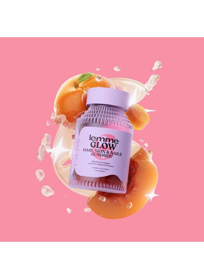Lemme Glow, Hair, Skin & Nails Gummies, Peach, 60 Gummies - Image 4
