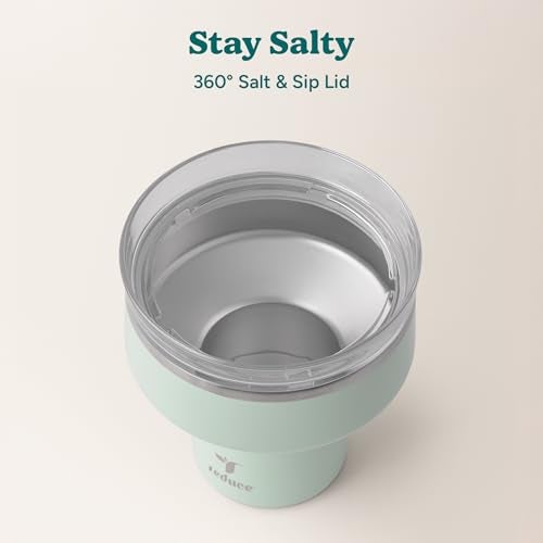 REDUCE Saltini 16 oz Cocktail Tumbler - Insulated Margarita Tumbler with Lid - Keeps Drinks Cold for 10 Hours - 360 Sippable Martini Glass Alternative - Shatterproof, Perfect for Parties - Sea Glass - Image 5