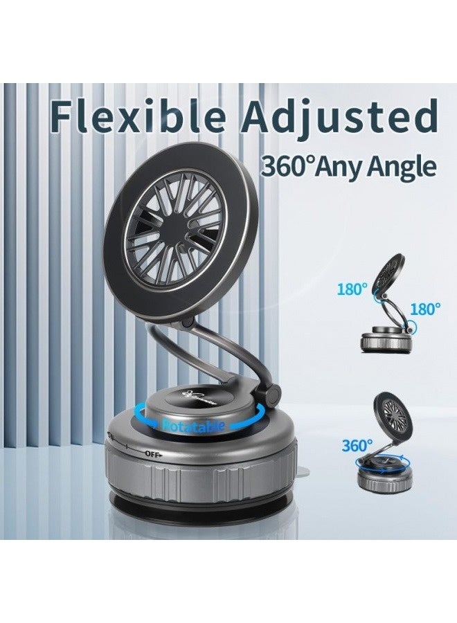 [إصدار مُحسّن] حامل جوال للسيارة، حامل هاتف يدور 360 درجة مع كوب شفط، مناسب للأسطح الملساء؛ متوافق مع هواتف iPhone/Android، حلقة مغناطيسية متضمنة (فضي) - Image 2