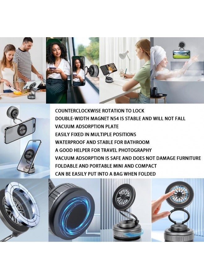 [إصدار مُحسّن] حامل جوال للسيارة، حامل هاتف يدور 360 درجة مع كوب شفط، مناسب للأسطح الملساء؛ متوافق مع هواتف iPhone/Android، حلقة مغناطيسية متضمنة (فضي) - Image 3