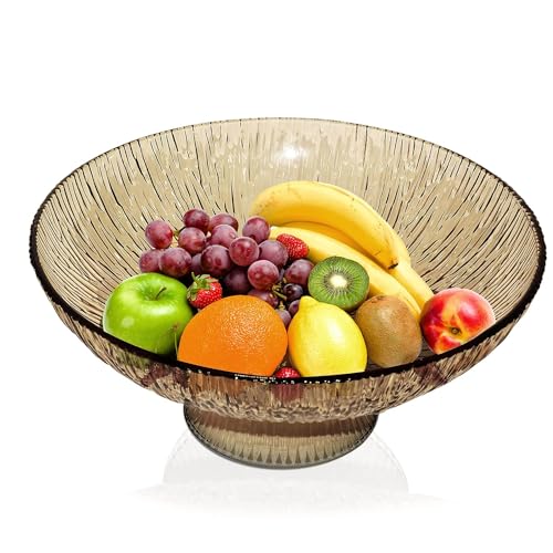 Red-Rubby Designer Glass Serving Fruit | Fruit Bowl, Dish for Sweets, Home Decor Pedestal Bowl,Serving Tray for Dining Table, Glass Decorative Bowl (Set of 1) Multi Colour, 750 ml - Image 2