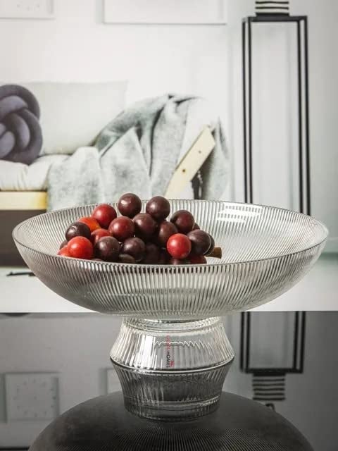Red-Rubby Designer Glass Serving Fruit | Fruit Bowl, Dish for Sweets, Home Decor Pedestal Bowl,Serving Tray for Dining Table, Glass Decorative Bowl (Set of 1) Multi Colour, 750 ml - Image 3