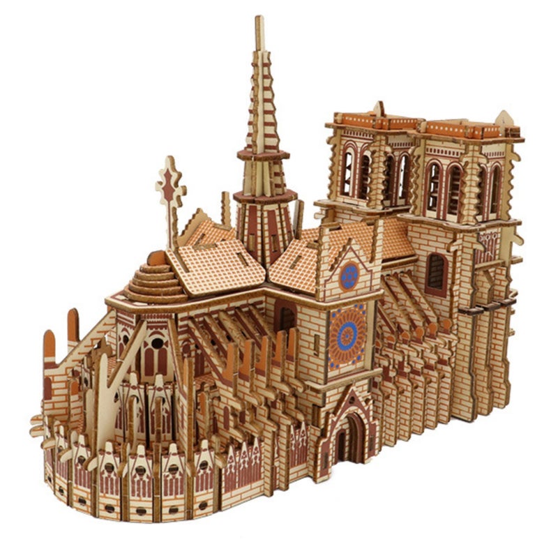 Wooden 3D three-dimensional puzzle children's puzzle assembly puzzle [Notre Dame de Paris] - Image 1