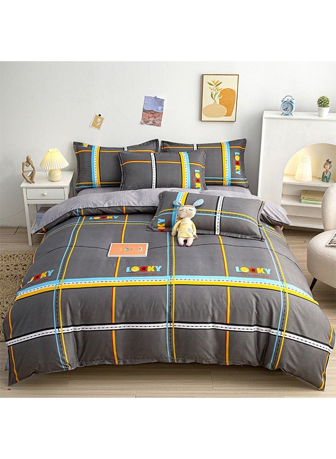 4 Pieces Floral Printed Bedding Comforter Cover with Zipper Closure Cotton Duvet Cover Set 220 x240cm