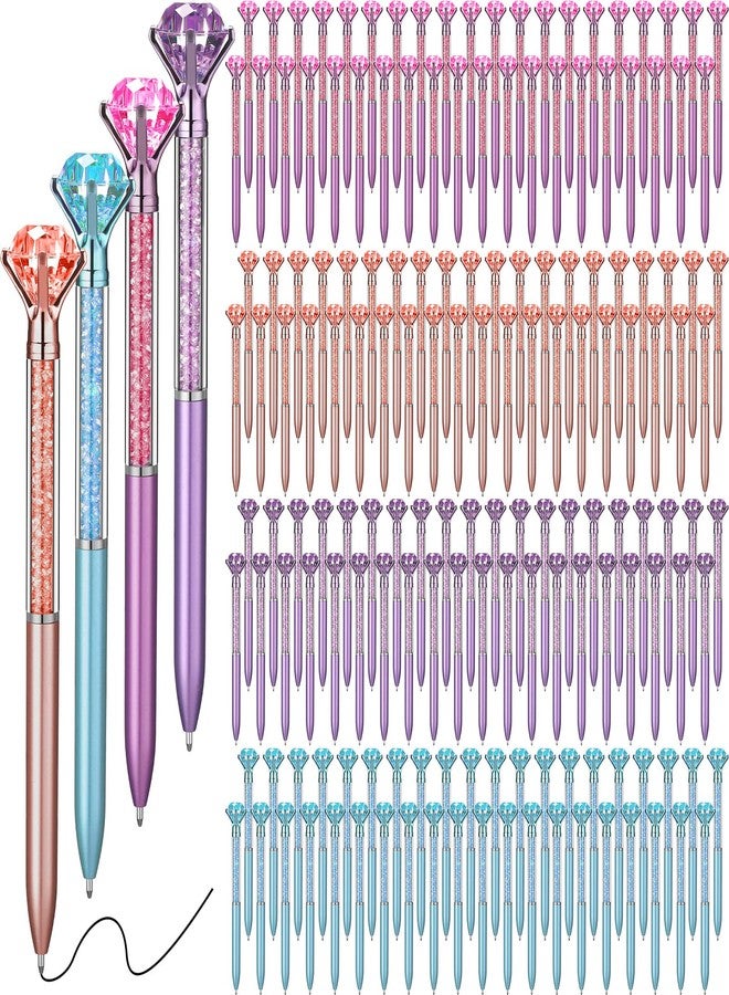 Sherr 160 Pack Big Crystal Diamond Pens Cute Ballpoint Pens Retractable Ballpoint Gem Pens Rhinestones Crystal Bling Plated 4 Color Black Gel Ink Office Supplies Gifts for Women - Image 1