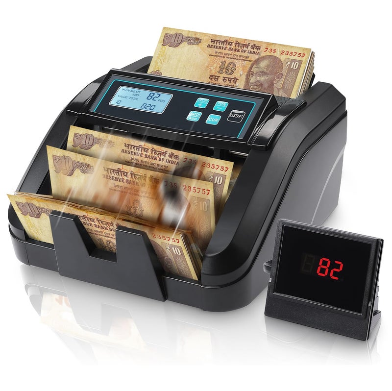 MUNBYN IMC51 Bill Counter, 1100 Bills Per Minute Speed | UV/Magnetic/Infrared/Counterfeit Detector, Suitable for Counting Rupees, Cash Counting Machine with LCD Display, [Value Counting] - Image 1