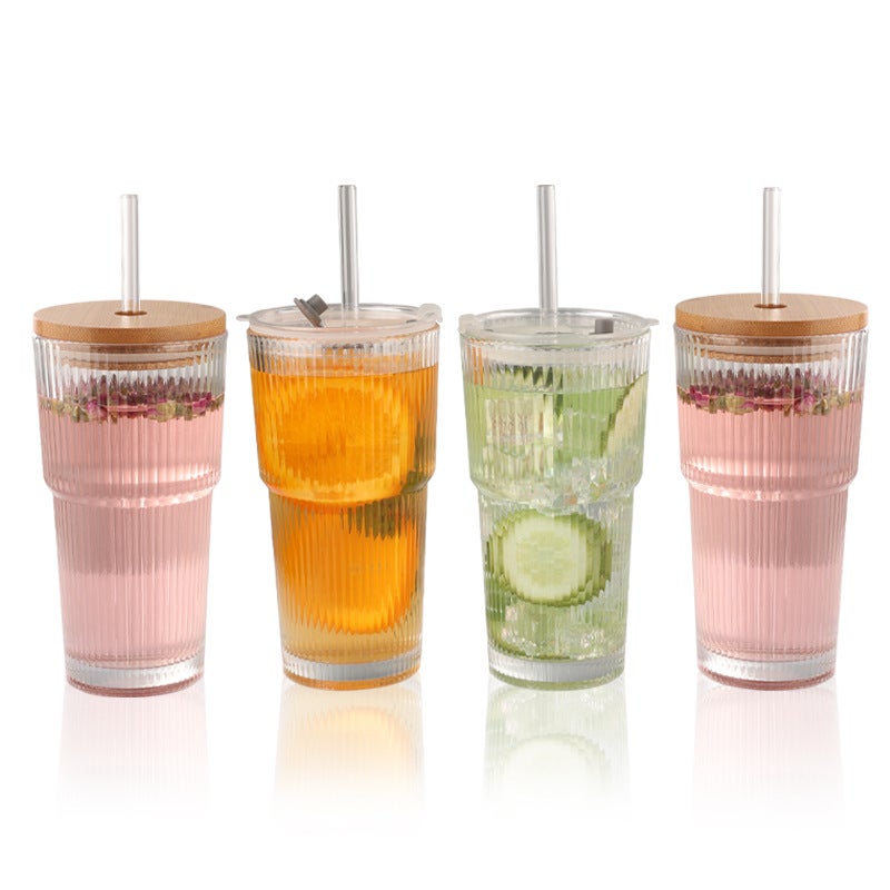 Glass Water Bottle with Straw, Large Capacity, Sealed Lid - Image 1