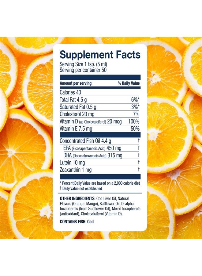 Wiley's Finest Wild Alaskan Fish Oil Cod Liver Oil - Orange Flavored Omega-3 Fish Oil Supplement - 755mg Omega-3s - 8.45 Oz (50 Servings) - Image 1