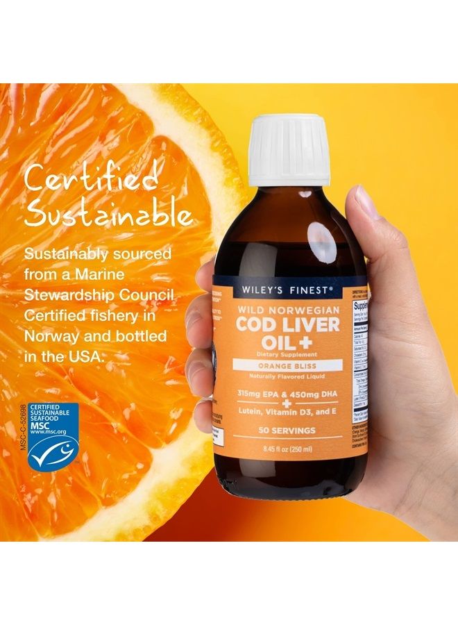 Wiley's Finest Wild Alaskan Fish Oil Cod Liver Oil - Orange Flavored Omega-3 Fish Oil Supplement - 755mg Omega-3s - 8.45 Oz (50 Servings) - Image 3