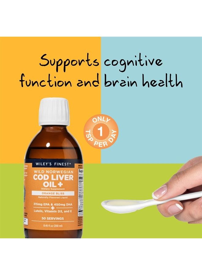 Wiley's Finest Wild Alaskan Fish Oil Cod Liver Oil - Orange Flavored Omega-3 Fish Oil Supplement - 755mg Omega-3s - 8.45 Oz (50 Servings) - Image 2