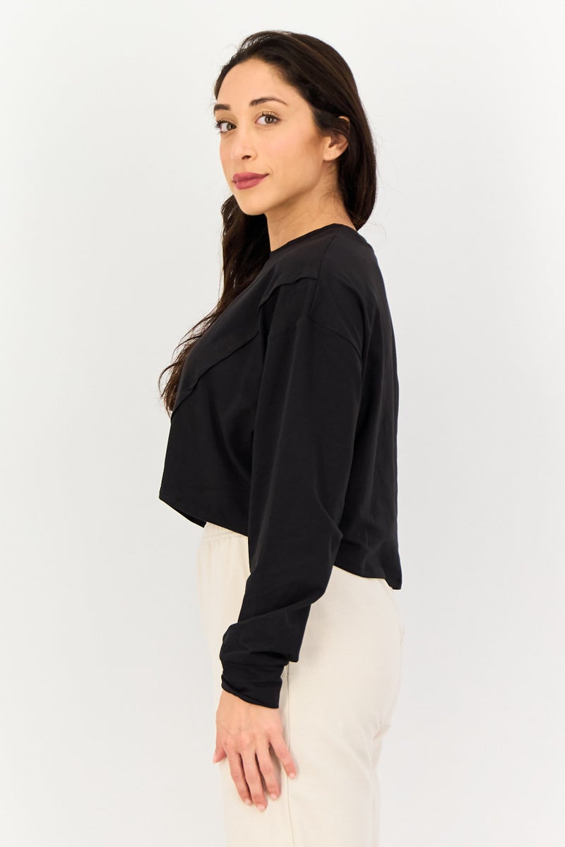 PUMA بلوزة تدريب طويلة الأكمام للنساء، رياضية، سوداء - Image 2