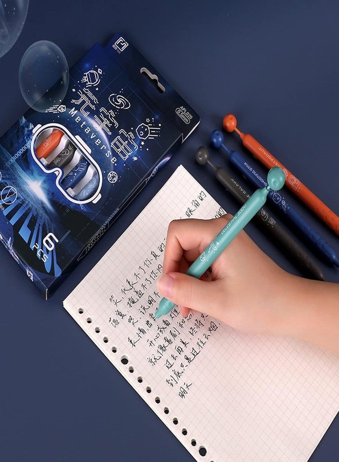 GONIPIMI Gel Ink Rollerball Pens, 6 Blue Medium Point Smooth Writing Pens, Colored Japanese Pens, Muted Colors - Image 5