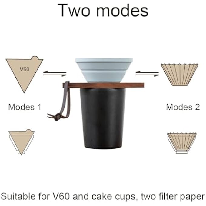NALACAL فلتر قهوة V60 وورق فلتر لكوب الكيك، قمع قهوة من السيليكون، فلتر قهوة قابل لإعادة الاستخدام مع قاعدة خشبية، ملحق فلتر قهوة لإبريق القهوة وصانع القهوة، أزرق - Image 5