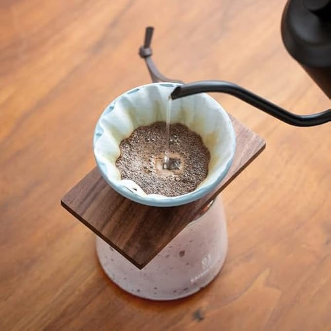 NALACAL فلتر قهوة V60 وورق فلتر لكوب الكيك، قمع قهوة من السيليكون، فلتر قهوة قابل لإعادة الاستخدام مع قاعدة خشبية، ملحق فلتر قهوة لإبريق القهوة وصانع القهوة، أزرق - Image 3